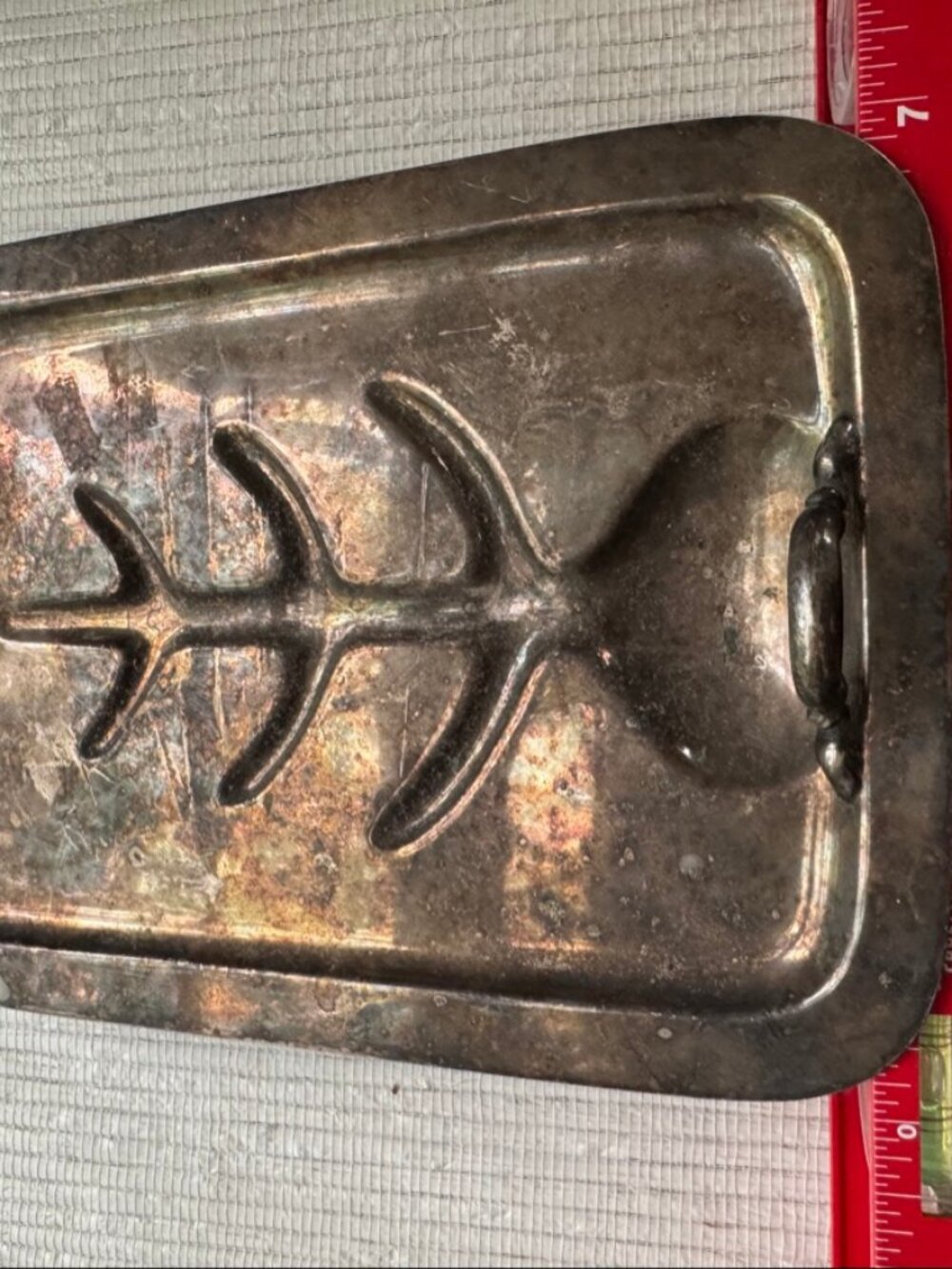 Vintage Silverplate Meat Carving Tray Tree Well Design Handles 14 Inch